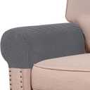 Turquoize Stretch Armrest Covers for Chairs and Sofas Couch Arm Covers for Sofa Spandex Jacquard Armrest Cover Anti-Slip Furniture Protector Washable Armchair Slipcovers for Recliner Set of 2, Gray (Grey)