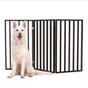 Indoor Pet Gate - 3-Panel Folding Dog Gate for Stairs or Doorways - 54x32-Inch Tall Freestanding Pet Fence for Cats and Dogs by PETMAKER (Brown)