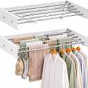Wall Mounted Drying Rack Stainless Steel 31.5", Foldable Clothes Drying Rack with 4 Hooks & 5 Rods, Heavy Duty Outdoor Indoor Clothes Drying Rack for Apartment Bathroom Balcony Laundry Room