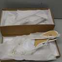 Slingback Wedding Heels for Women Bridal Lace Mesh Kitten Heel Closed Pointed Toe Pearl Pumps Shoes (6)