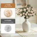 Lifewit Beige Artificial Flower for Vase, 10 Pcs Faux Silk Mums Ball with Long Stems and 2 Pcs Eucalyptus Stems for Home Decor, Fake Small Kiku for Floral Arrangement, Pom Pom for Centerpieces
