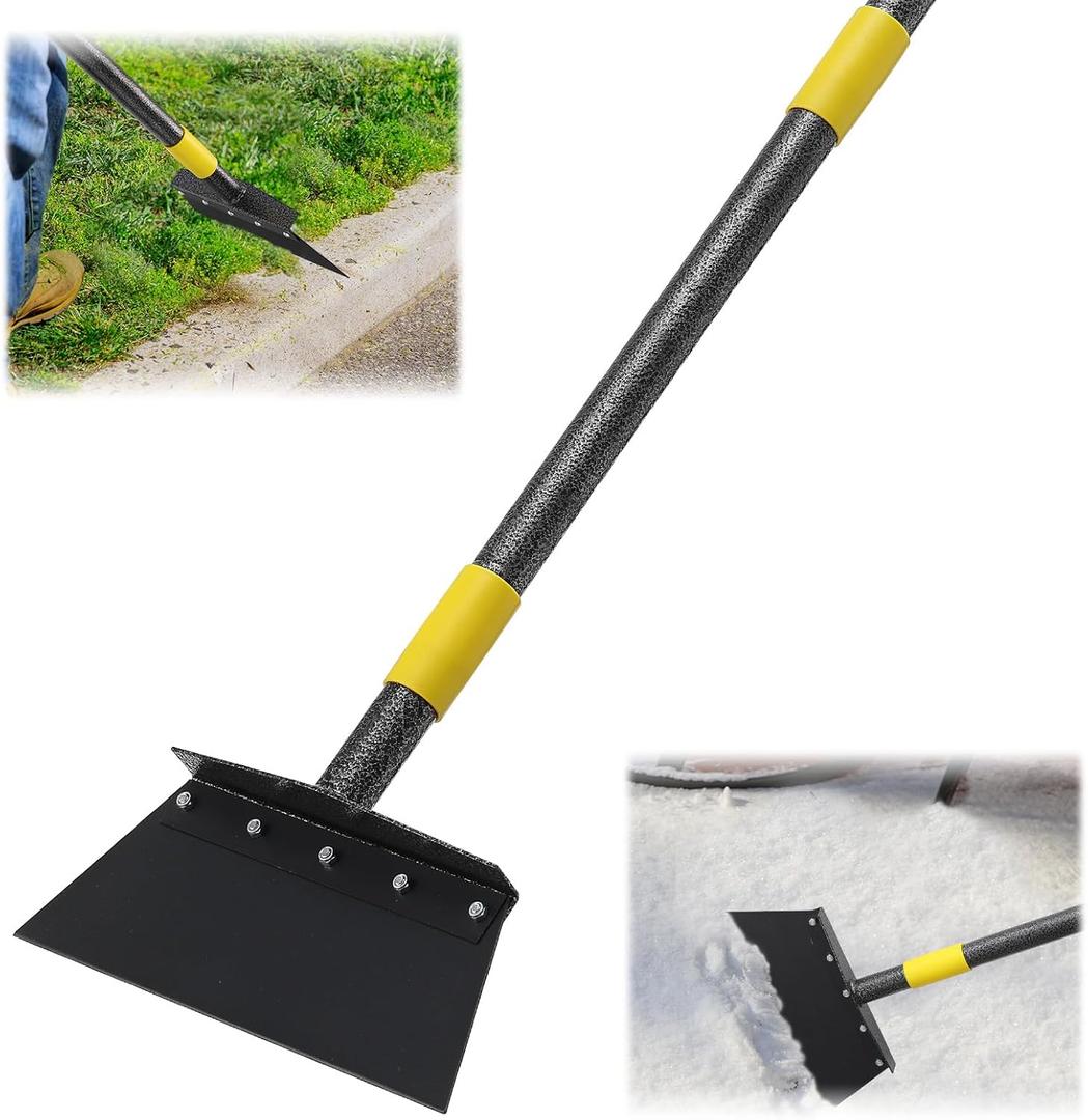 Multifunctional Flat Shovel, 88" Long Handle Ice Chopper Snow Shovel Spade Heavy Duty Manual Weeder Metal Floor Scraper Garden Tool for Lawn Edging, Digging, Weeding,Scraping, Ice Remove (84 inch)