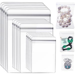 Clabby 240 Pcs Anti Tarnish Jewelry Bags for Organizer and Storage Clear PVC Jewelry Bag Mini Plastic Pouch Transparent Rings Earrings Packing Small Zipper Lock Pouch for Travel, 3 Sizes (Clear)