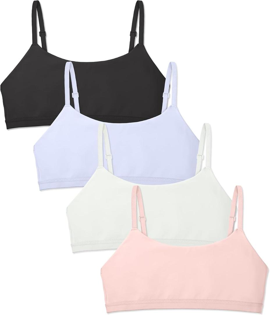 Sascina Soft Training Bras for Girls 7-8, 8-10,10-12, Natural Fit First Bra | Girls Cami Bra with Double-Layer Front Coverage, Easy to Wear, Adjustable Straps, Stay Hidden under T-shirts, School Uniforms