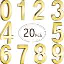 20 Pieces House Numbers Mailbox Numbers 0-9, 3D Door Address Numbers Self Adhesive Mailbox Numbers Sticker or House, Apartment, Office, Hotel Room, Mailbox Signs (Gold,3 Inch)