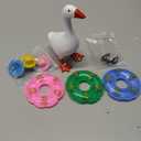 Summer Resin Porch Goose Statue with Hat Sunglasses Swimming Ring Clothes Cute Hawaii Resin Goose Figure for Summer Outdoor Garden Lawn Patio Yard Decor