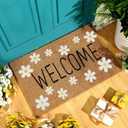 Ceenna Spring Daisy Welcome Doormat Outdoor Spring Flower Coir Door mat with Non Slip Backing White Daisy Flower Front Door Mat Front Porch Rugs for Home Entrance, 16 x 24 Inches