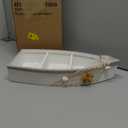 Attraction Design Wooden Boat Shelf, 16.5" H Standing Boat Display with Fish Net Starfish Seashell Accents White Beach Nautical Theme Decor H (Boat Shelf)