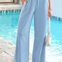 PRETTYGARDEN Womens Wide Leg Sweat Pants Striped Flowy Pants Trousers (M)