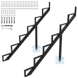Steel Stair Step Riser 6-Step, Metal Stair Stringer with Reinforcing Support Legs, Heavy Duty Steel Stair Stringer for 50" Height Deck and Outdoor Steps (2 Pack)