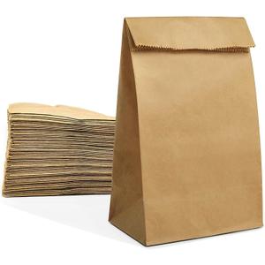MUCHII 8 LB Paper Lunch Bags,100 Count Brown Paper Bags for Lunches, Snacks, Take Out and Small Items