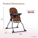 Dream On Me Snack and Stow Highchair | Adjustable Feeding Chair with Removable Tray, Lightweight, Foldable Design, Easy to Clean, Perfect for Toddlers & Infants, Cognac 