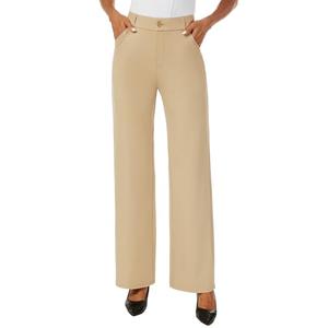 iChosy Womens High Waist Wide Straight Leg Trousers Casual Slacks Dress Pants with Pockets Khaki, Size 18 ExtraTall