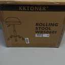 KKTONER PU Leather Round Rolling Stool with Back Rest Height Adjustable Swivel Drafting Work SPA Task Chair with Wheels White