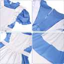 2 x Girls Halloween Costume Kids Blue Dress White Apron with Plush Rabbit Bow Hair Band Socks (7-9year)