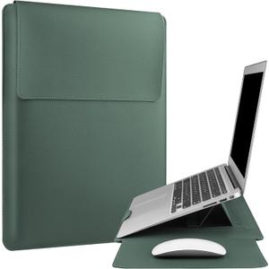 13.3'' /13.6'' Laptop Sleeve Case Leather Bag with Stand Compatible with MacBook Pro 14/MacBook Air 13(M1 M2)/13.3'' Yoga/Dell XPS 13/HP/Matebook 14'' Laptop case, Green
