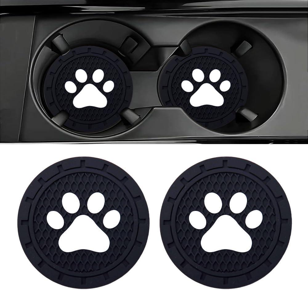 Dog Paw Car Cup Coasters Cute Car Coasters for Cup Holders Funny Dog Mom Gifts for Women Cup Holder for Car for Women Interior 2 Pack Car Accessories