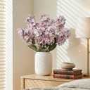 Ttranewsoo Fake Hydrangea Silk Flowers with Stems,Faux Hydrangea Artificial Flowers Purple for Home Wedding,Dried Hydrangea Artificial Flowers Bouquet Vase Decor 24"Light Purple 8pcs No Vase