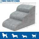 Dog Stairs for Small Dogs - High Density Foam Dog Ramp, Extra Wide Pet Steps with Non-Slip Bottom for High Beds, Couche and Sofa, Best for Dogs Injured, Older Doggy Cats (Grey, 3 Steps)