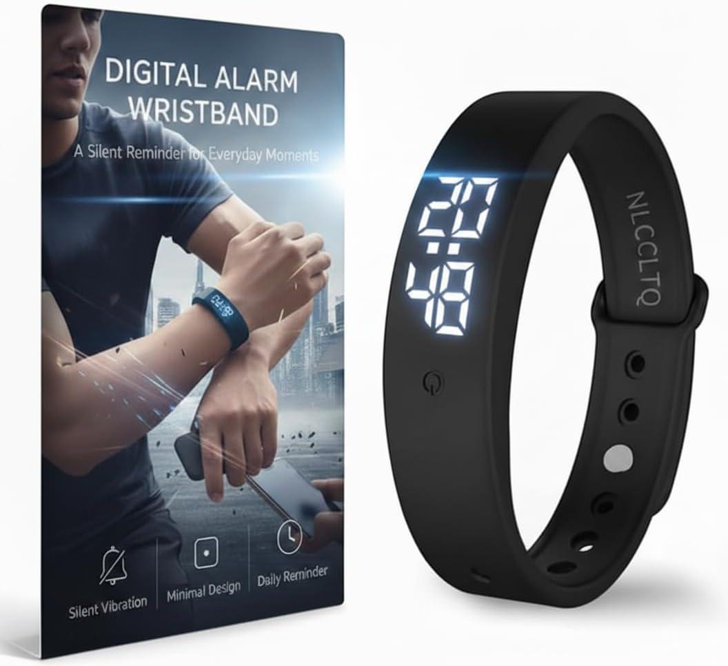 Vibrating Alarm Wristband Wrist Alarm Clock Watch Vibrating Band Vibrates Silent Bracelet Alarms for Heavy Sleepers That Won't Wake Partner Wearable Shock Devices to Wake up Bands for Deaf Sleeper