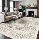 9x12 Washable Distressed Area Rugs: Living Room Bedroom Kitchen Vintage Faded Rug Non-Slip Thin Ultra Soft Livingroom Laundry Carpets, Light Brown (9' x 12')