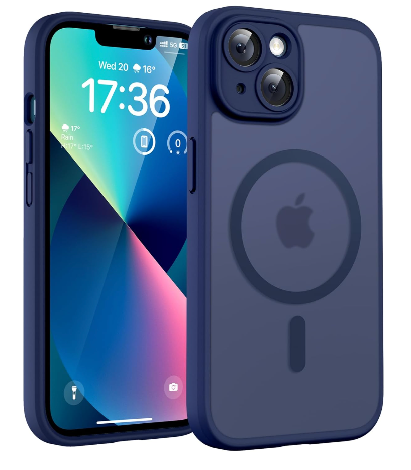 TOCOL Magnetic for iPhone 13 Case, Upgraded Full Camera Protection, Compatible with Magsafe, Drop Protection, Translucent Matte Back Bumper Phone Cover 6.1Inch (Dark Blue)