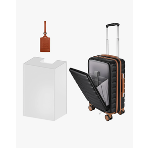 22×14×9 Airline Approved Carry On Expandable Luggage with Front Open Pocket, Spinner Wheels, ABS+PC Hardshell Small 20inch Suitcase with Protective Cover and Luggage Tag, Black