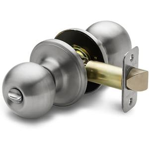 Copper Creek Privacy Interior Door Knob – ANSI Grade-3 Certified, Modern Heavy Duty Handle, Easy Install and Reversible for Bedroom, Bathroom & Closets – Satin Stainless (1 Pack)