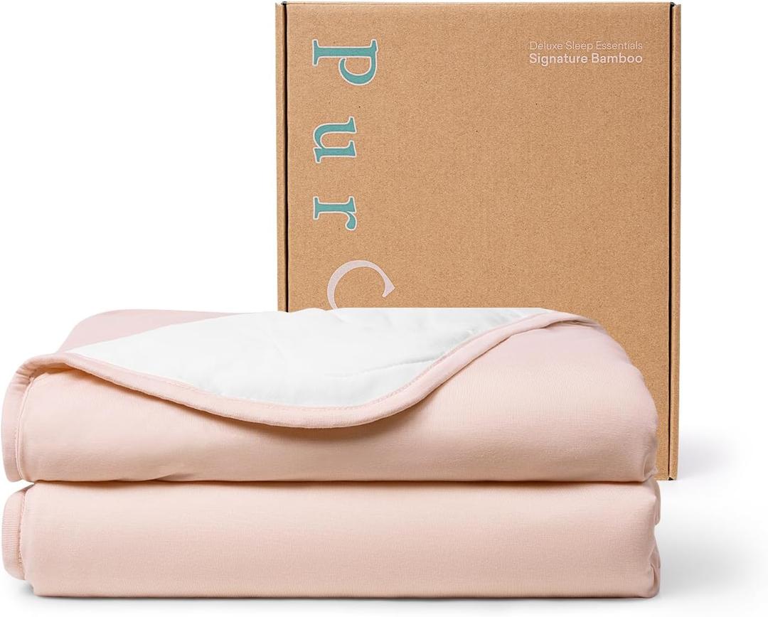 PurComfy Supersoft Baby Blanket, Premium Bamboo Viscose Baby Quilt, Hypoallergenic and Breathable, for Newborns, 33"33" (Blush)