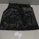 MANGOPOP Women Basic High Waisted Mini Short Pencil Bodycon Faux Leather Skirt (A Black(035))