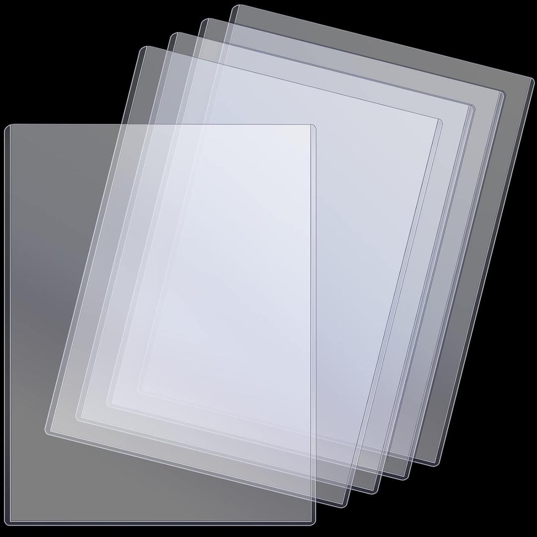 Teling 5 Pcs 8 1/2" x 11" Rigid Print Protectors Clear Rigid Sleeve Plastic Paper Page Protectors Clear Sheet Cover Photo Plastic Sleeve Hard Document Holder Birth Certificate Cover