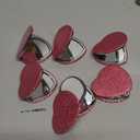 6 Pack Sparkly Pokect Heart Mirror Travel Compact Magnifying Folding Mirror for Purse Mini Vanity Cosmetic Lashes Makeup Double-Sided Cute Glitter Pink