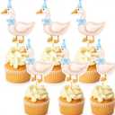 2 x Epakh 40 Pcs Silly Goose Cupcake Toppers Bulk Silly Goose Baby Shower Decorations Birthday White Cake Topper Decorations for Funny Theme Party Supplies Favors (Blue)