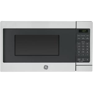 GE Compact Countertop Microwave Oven, 0.7 Cubic Ft., 700-watt Capacity, 6 Auto Cooking Settings, Child-Lock Technology, Dorm Room or Apartment, Stainless Steel