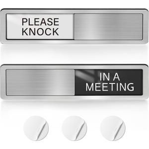 In a Meeting Sign, Magnetic Office Door Signs, Meeting in Progress Sign, Do Not Disturb, Privacy Slider Indicator, Please Knock Sign for Busy Office, Conference Room, Therapy, Work from Home, 3 Adhesive Stickers, Black