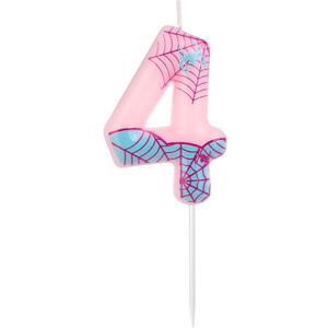 Spider Number Candle, Pink Spider Candle Spider Web Candle Spider Birthday Candles Number Cake Topper Spider Birthday Decorations for Girls Boys Birthday Party Halloween Decor (4)