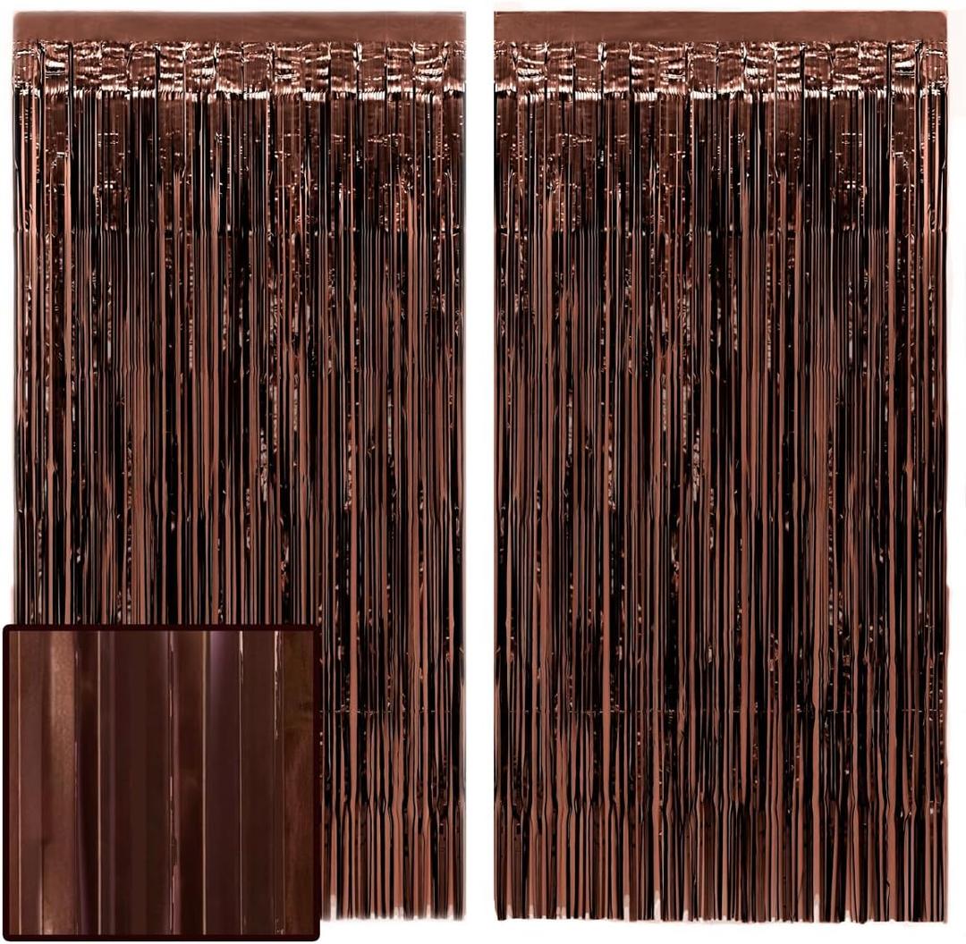 xo, Fetti Brown Party Curtain - Set of 2 | Espresso Martini Fringe, Bachelorette Decorations, Cute Birthday Photo Booth, Party Backdrop, Bday Supplies