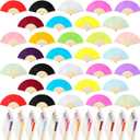 Chunful 100 Pieces Paper Hand Fan Multicolor Bamboo Folding Fans Handheld Chinese Decorative with Organza Bags for Wedding Bridal Church Dancing Home Craft DIY Decoration Party Favors Summer