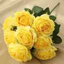 Jasion Artificial Roses Fake Flowers 10 Heads Arrangement Silk Bouquet Glorious Meanings for Home Office Parties and Wedding Decoration (Yellow)