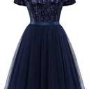 Wedtrend Sequin Dress for Women Short 80s Prom Dress Sparkly Cocktail Dresses Formal Dresses for Teens (Small, Navy)
