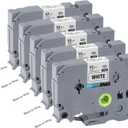 5pack 12mm 0.47'' TZe TZ Tape Laminated White Label Maker Tape Replacement for Brother P Touch Label Tape TZe-231 TZe231 Compatible with Brother PT-D210 PT-D220 PT-H110 PT-D410 PT-P710BT (Black on White)