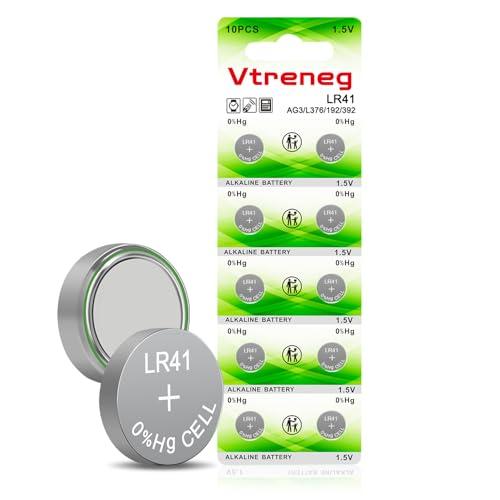Vtreneg 10 Pack LR41 Button Batteries AG3 392 384 192 L736 L736f 1.5V Alkaline Battery for Thermometer