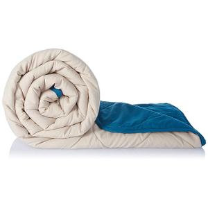 Solimo Microfibre Reversible Quilt Blanket/Comforter, Double, 220 GSM, Sandy Beige and Deep Teal, 64 x 88