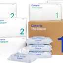 Coterie Baby Wipes + Diapers Kit, Size 1 (99 Count) & Size 2 Diapers (186 Count), 4 Pack (224) Baby Wipes with 99% Water, Plant Based Materials, Hypoallergenic for Sensitive Skin