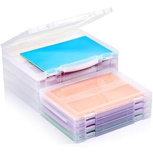 iBune 8-Pack A4 Plastic Paper Organizer Box, Scrapbook Storage for 8.5” x 11” Letter Papers, Portable Document Holder, Board Games Art Supplies Sticker Organizers (2 Inner Size), New ,but 1 damage