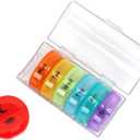 Weekly Pill Organizer 7 Day 2 Times A Day Pill Case Portable Storage Pill Box of Daily Fill Medicine Separated Pill Cases Rainbow Design