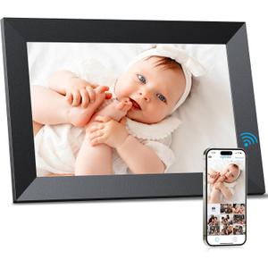 Digital Picture Frame Wi-Fi 10.1inch Smart Digital Photo Frame,Electronic Digital Picture Frames Load from Phone,1280x800 HD IPS Touch Screen-Share Photo/Video-Weather/Clock/Alarm-via Free APP-Black