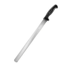 Extra-Long 15-Inch Blade Slicing Knife Serrated Edge, Black Handle