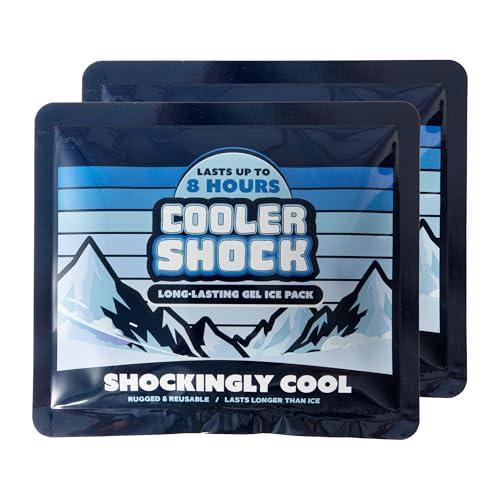 Cooler Shock Reusable Prefilled Ice Packs for Coolers & Lunch Boxes - Long Lasting Cold Freezer Packs for Lunchbox, Non-Toxic Gel Ice Pack for Camping, Lunch Bags, Road Trips, 2 Pack (6.5"x7.5")