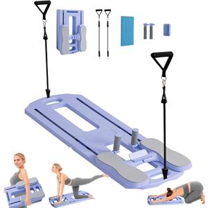 Lareko Pilates Board - 2025 Pilates Reformer Set, Multifunctional Pilates Reformer Board for Home, 5 in 1 Portable and Foldable Pilates Sliding Board for Women (Purple)